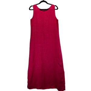 Habitat‎ 100% Linen Dress Sleeveless Midi Maxi Red Small Lagenlook Resortwear